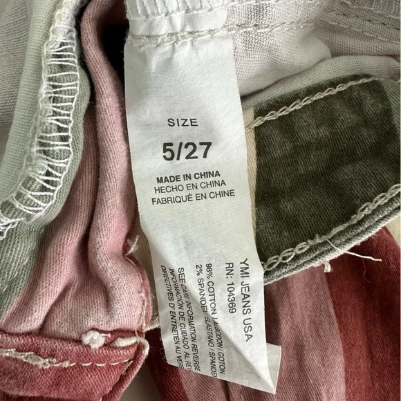 Valentina High Rise Flare Mauve Multi Striped Raw Hem Jeans size 5/27 - Picture 4 of 8